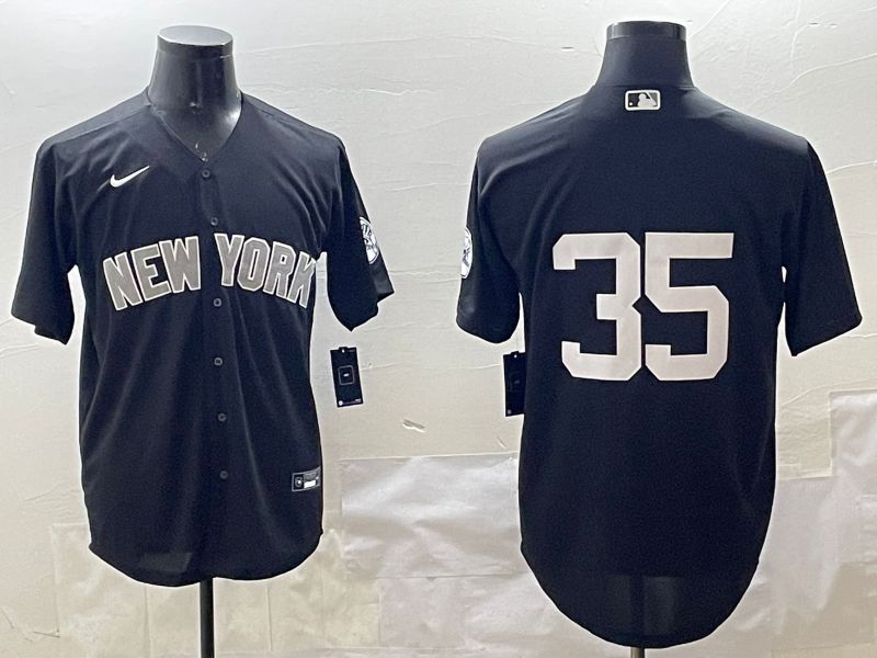 Men New York Yankees 35 No Name Black Game 2025 Nike MLB Jersey style 1